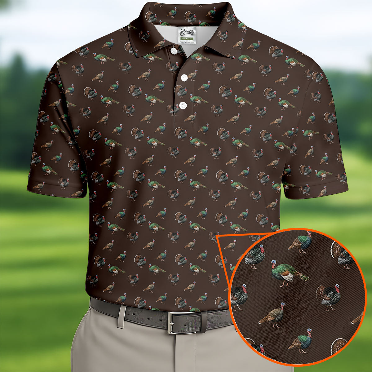 Turkey Hunting Seamless Pattern Funny Golf Shirts, Father's Day Golf Shirt, Golf Gift For Dad