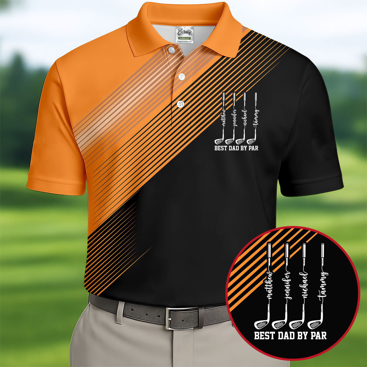 Best Dad By Par Diagonal Striped Father's Day Golf Shirt, Golf Gift For Dad, Polo Shirtor Men
