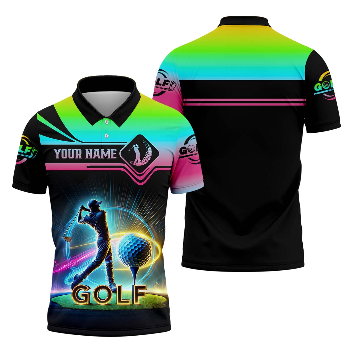 Custom 3D Men's Golf Polo ShirtGolfing Apparel, Mens Golf Gift