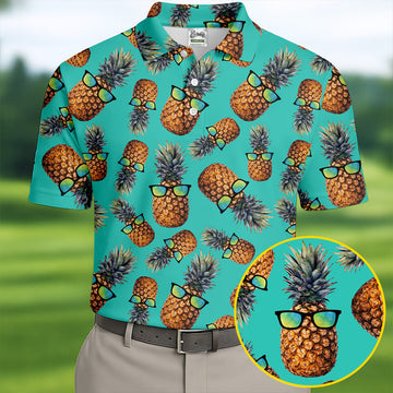 Cool Pineapple Tropical Theme Hawaiian Golf Shirt, Polo Shirtor Men, Golfing Apparel