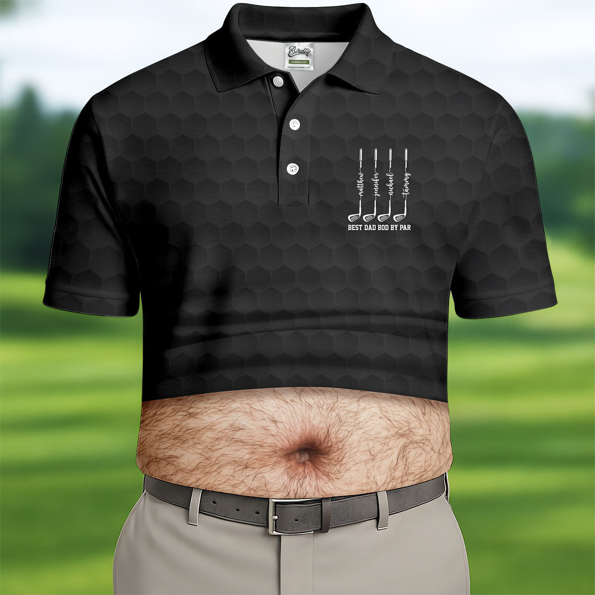 Best Dad Bod By Par Black Men's Funny Golf Polo Shirtr's Day Golf Shirt, Golf Gift For Dad