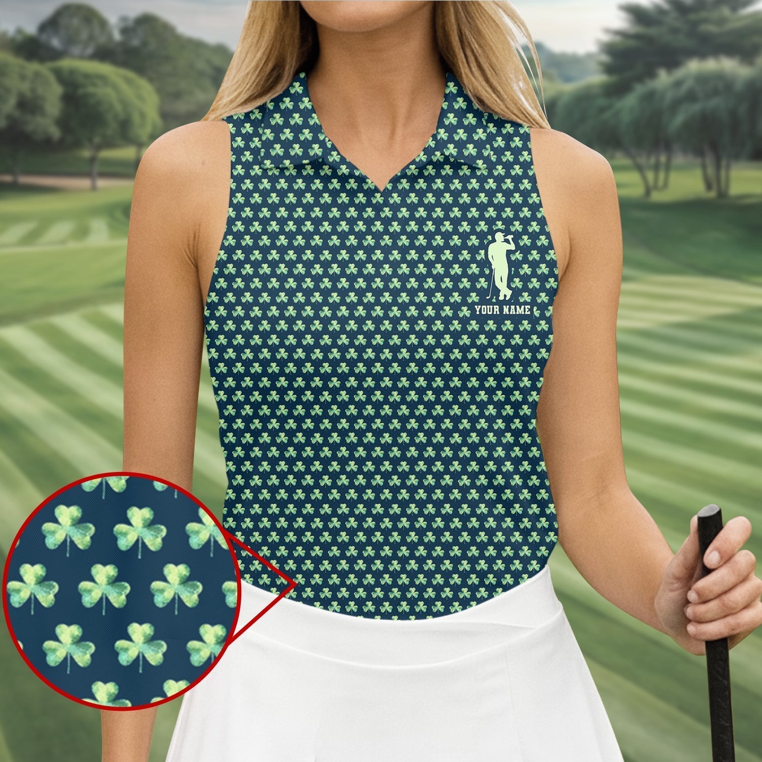 St Patrick's Day Shamrock Golf And Beer Green Golf Shirt, Women's Golf Tops, Ladies Golf Polos