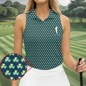 St Patrick's Day Shamrock Golf And Beer Green Golf Shirt, Women's Golf Tops, Ladies Golf Polos