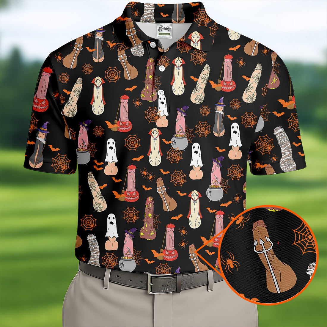 Funny Dirty Black Halloween Golf Shirt, Men's Funny Golf Shirts, Halloween Gift Idea, Golfing Apparel