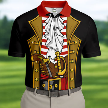 Pirate Captain Outfit Golf Shirt, Swashbuckler Costume Design, Golf Shirt For Men