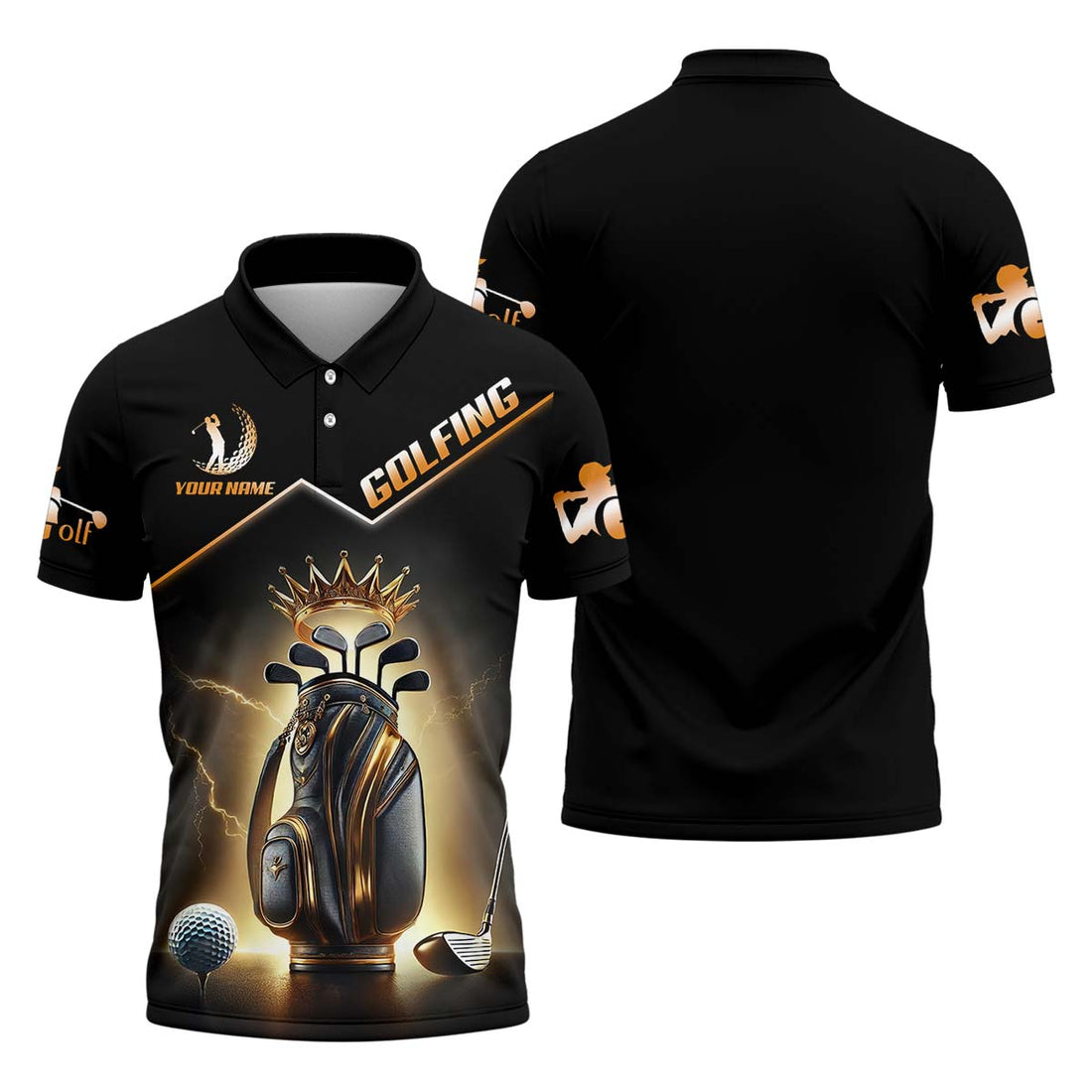 Golden Glory Men's Golf Polo ShirtGolfing Apparel, Mens Golf Gift, Funny Golf Shirt