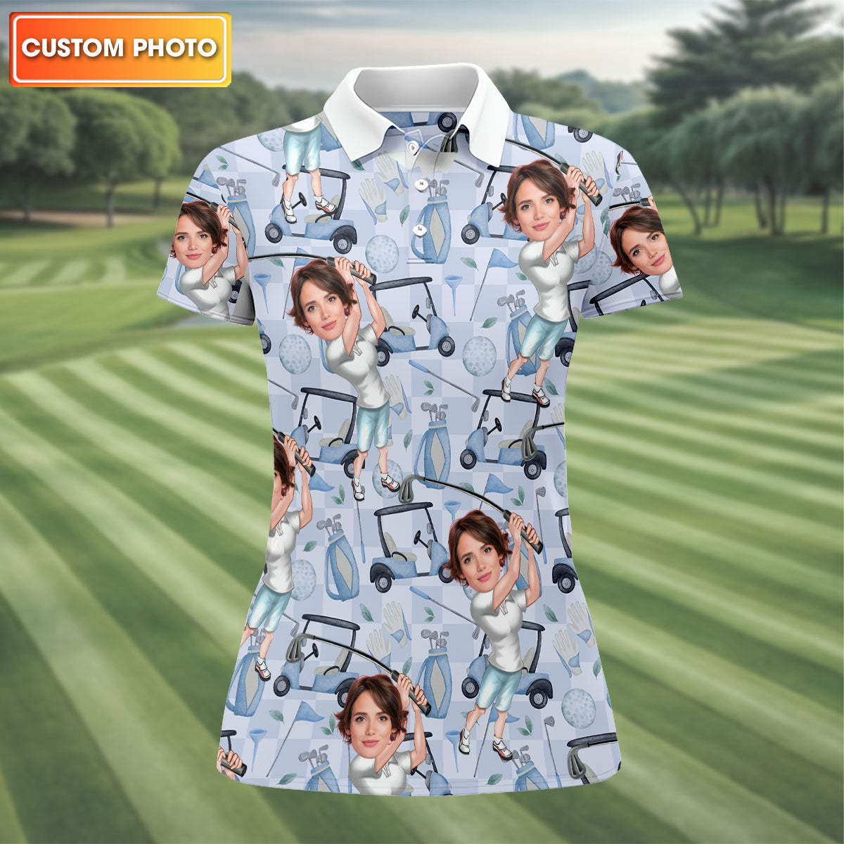 Custom Face Womens Golf Shirt, Funny Golf Shirt, Mothers Day Gifts