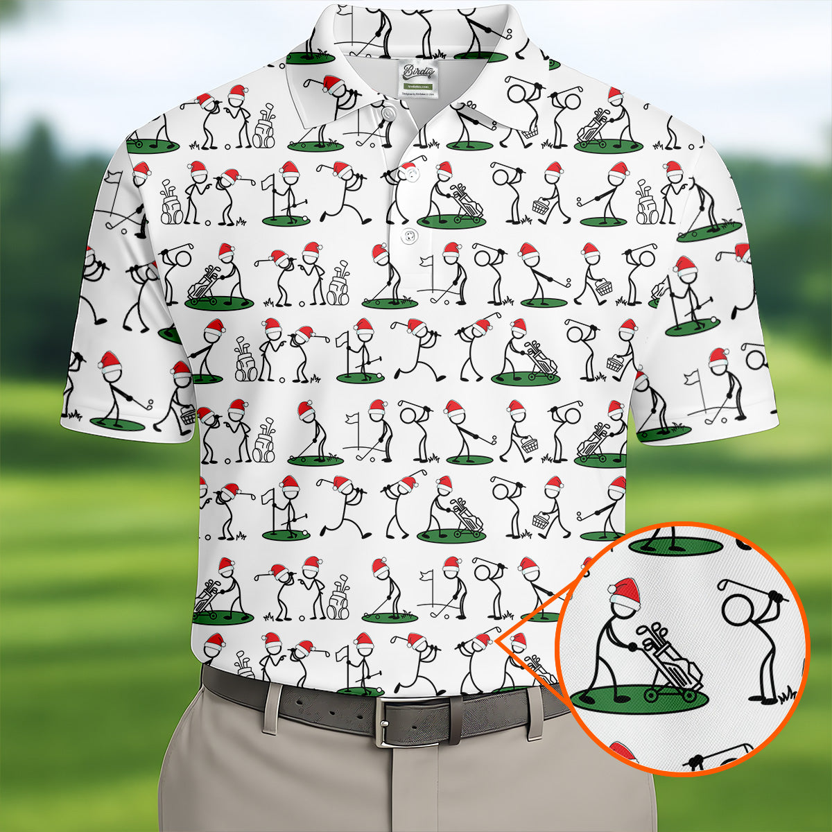 Funny Stickman Golf Pose Christmas Golf Shirt, Unique Gift For Golfer, Polo Shirts For Men