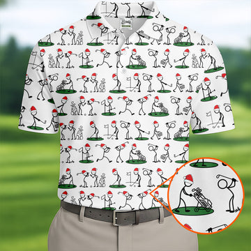 Funny Stickman Golf Pose Christmas Golf Shirt, Unique Gift For Golfer, Polo Shirts For Men