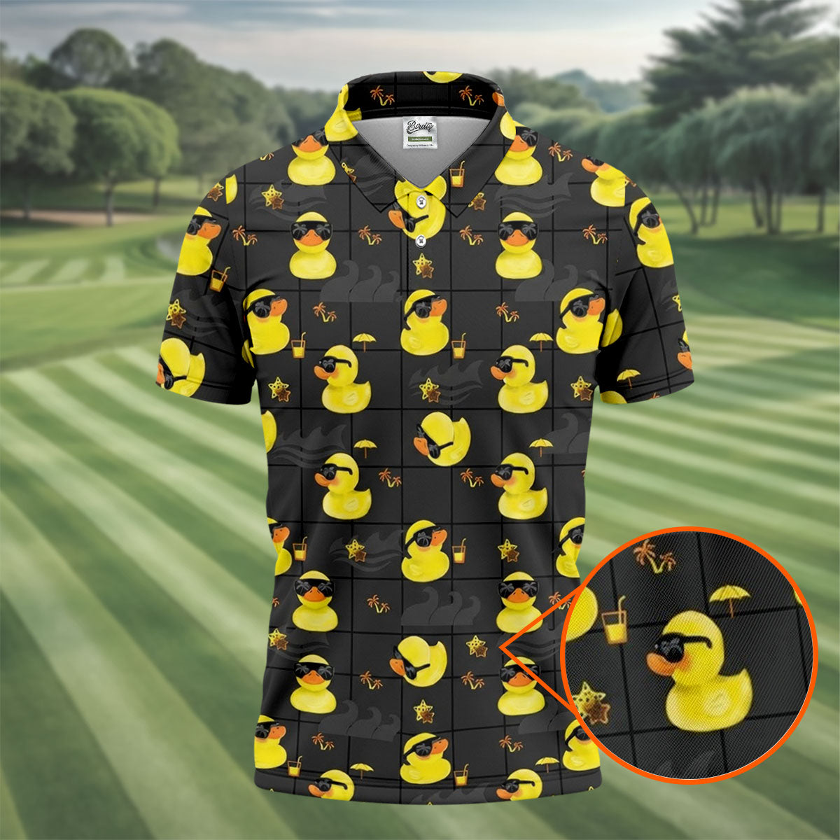 Yellow Rubber Duck Men's Funny Golf Shirts, Black Golf Shirt, Polo ShirtFor Men, Golf Shirts For Men