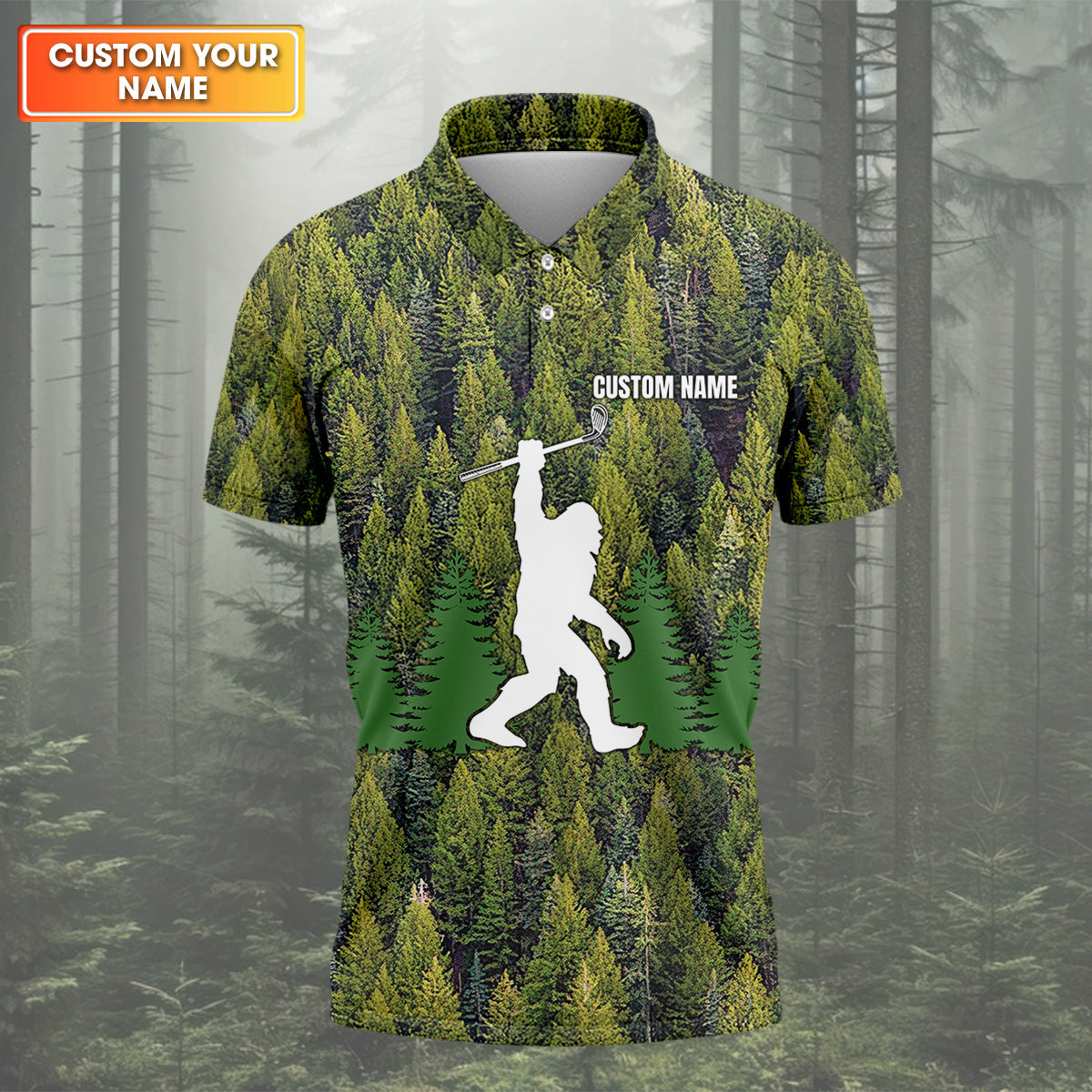 Not All Who Wander Are Lost Custom Men's Golf Polo ShirtBigfoot Golf Shirt, Dad Golf Gift
