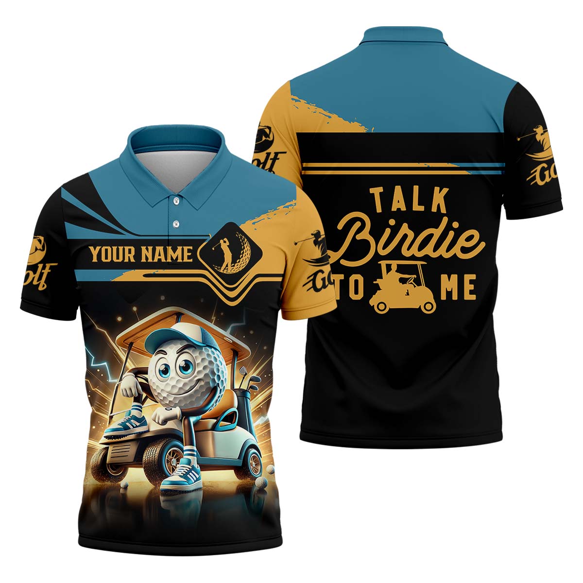 Talk Birdie To Me Custom Men's Golf Polo ShirtGolfing Apparel, Funny Golf Polos, Mens Golf Gift