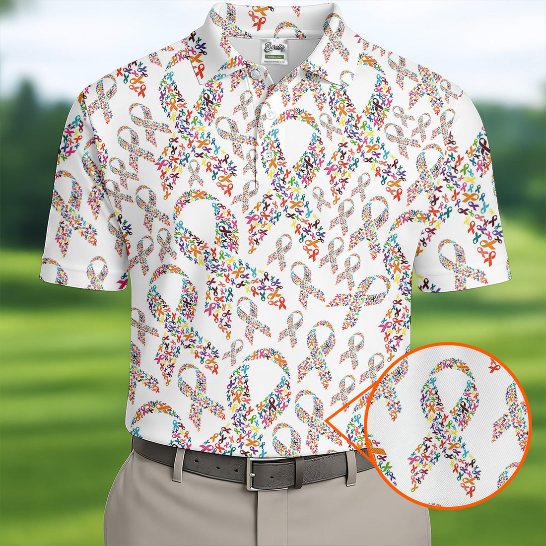 Cancer Awareness Men's Golf Shirt, Cancer Survivor Shirt, Golf Polo Shirt Golf Gift For Men