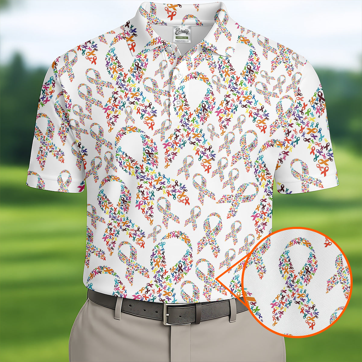 Cancer Awareness Men's Golf Shirt, Cancer Survivor Shirt, Golf Polo Shirt Golf Gift For Men