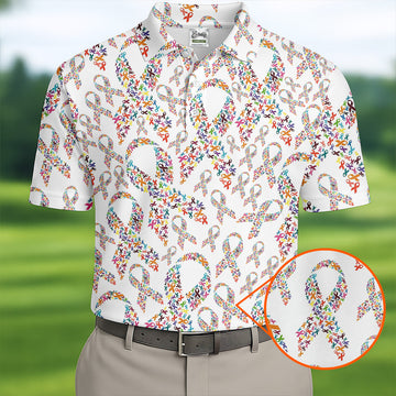 Cancer Awareness Men's Golf Shirt, Cancer Survivor Shirt, Golf Polo Shirt Golf Gift For Men