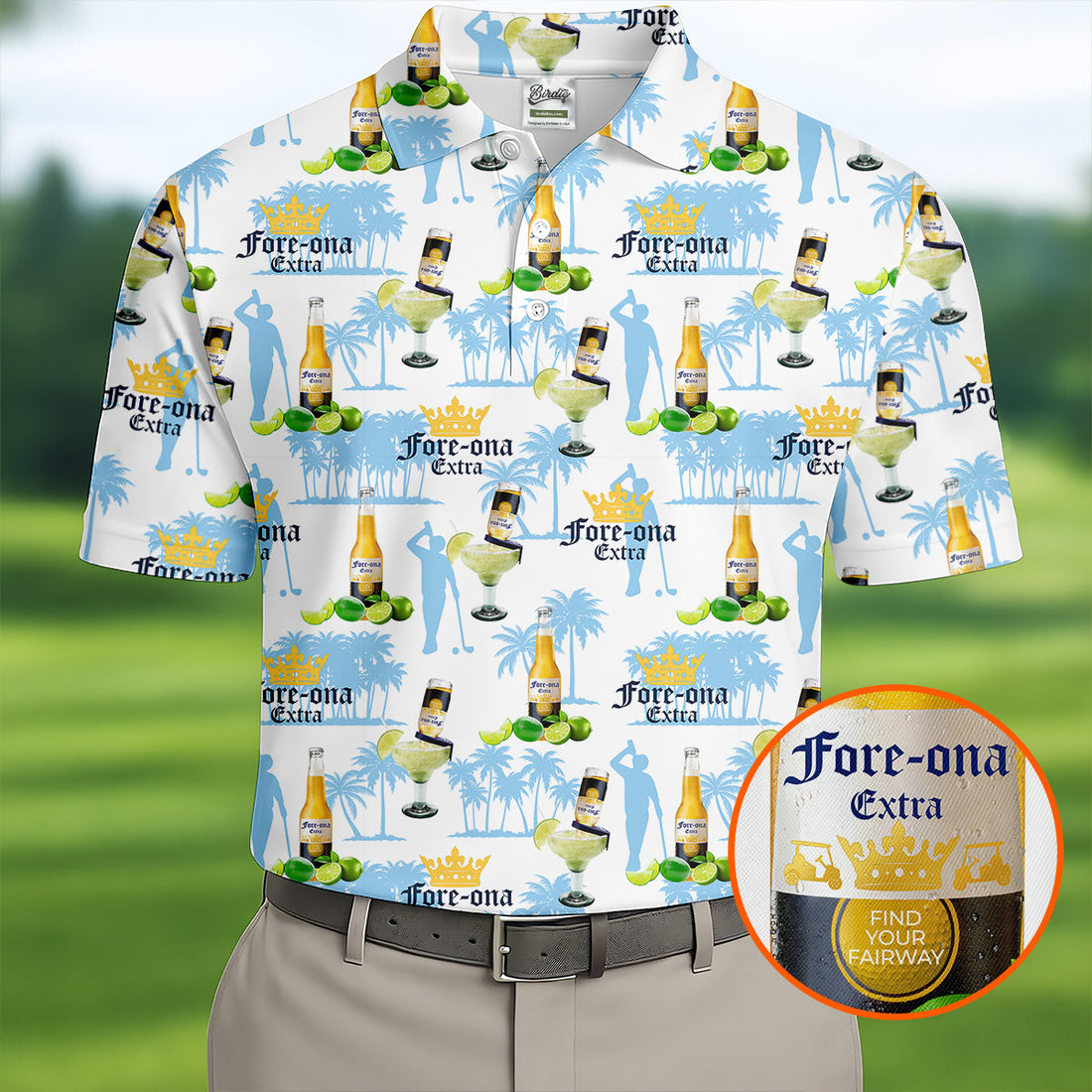 Fore-ona Extra Find Your Fairway Golfer Beer Men's Funny Golf Shirts, Golf Shirts For Men