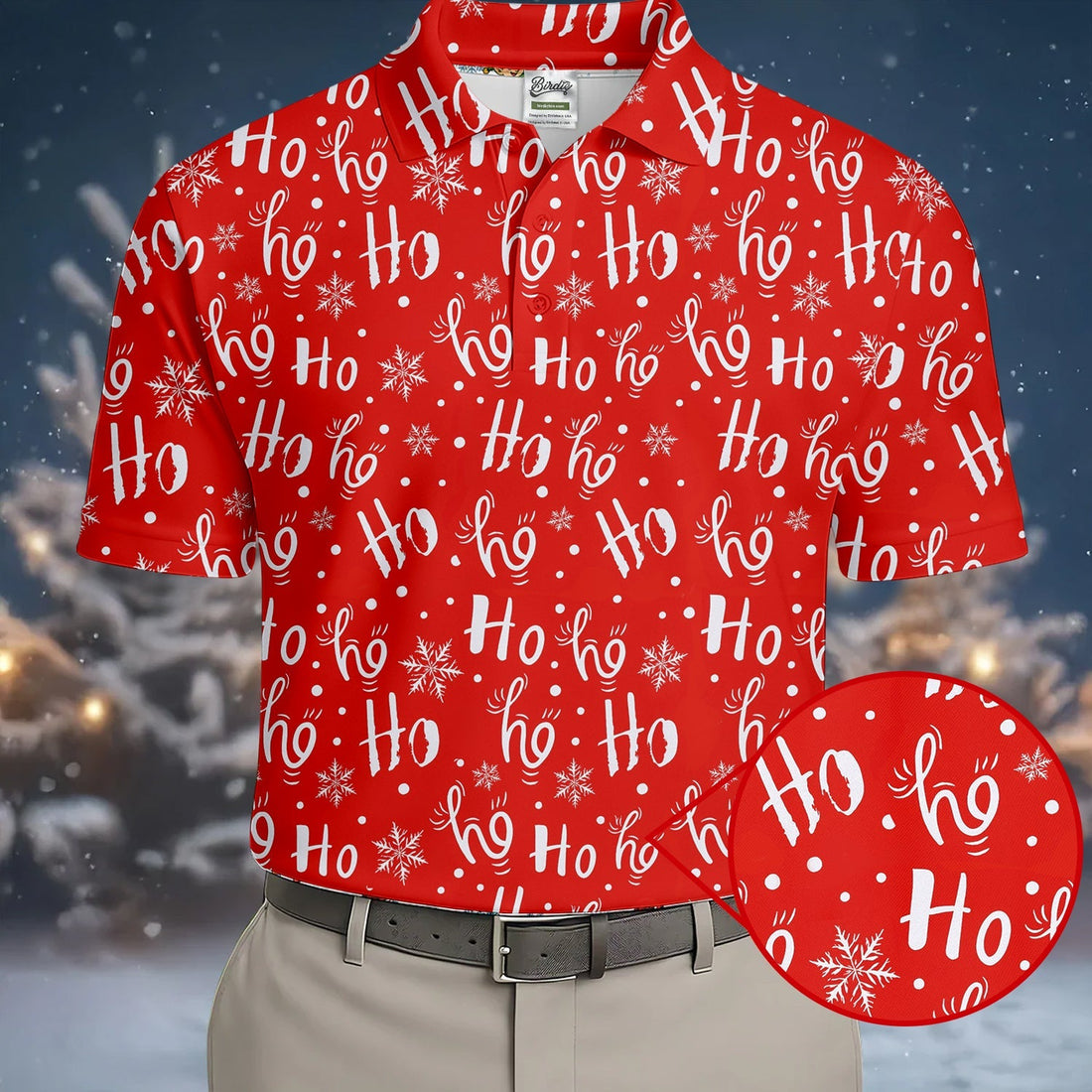 Ho Ho Ho Red Christmas Golf Tops For Men, Fun Golf Shirts For Men, Christmas Golf Shirt, Polo ShirtFor Men