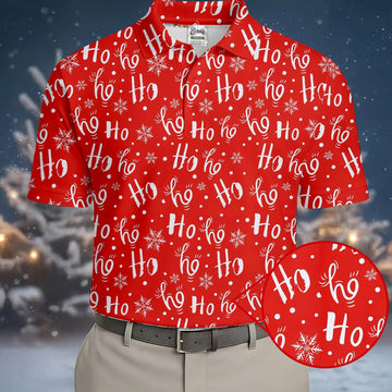 Ho Ho Ho Red Christmas Golf Tops For Men, Fun Golf Shirts For Men, Christmas Golf Shirt, Polo ShirtFor Men