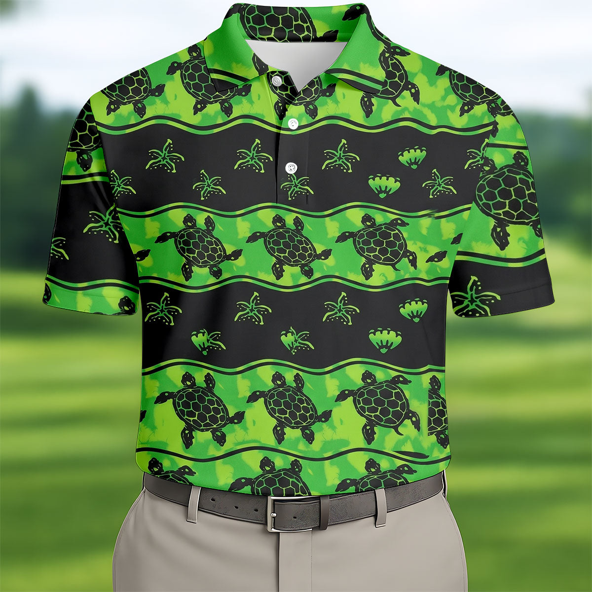 Sea Turtles Sea Creatures Pattern Hawaiian Golf Shirt, Polo Shirtor Men, Golfing Apparel