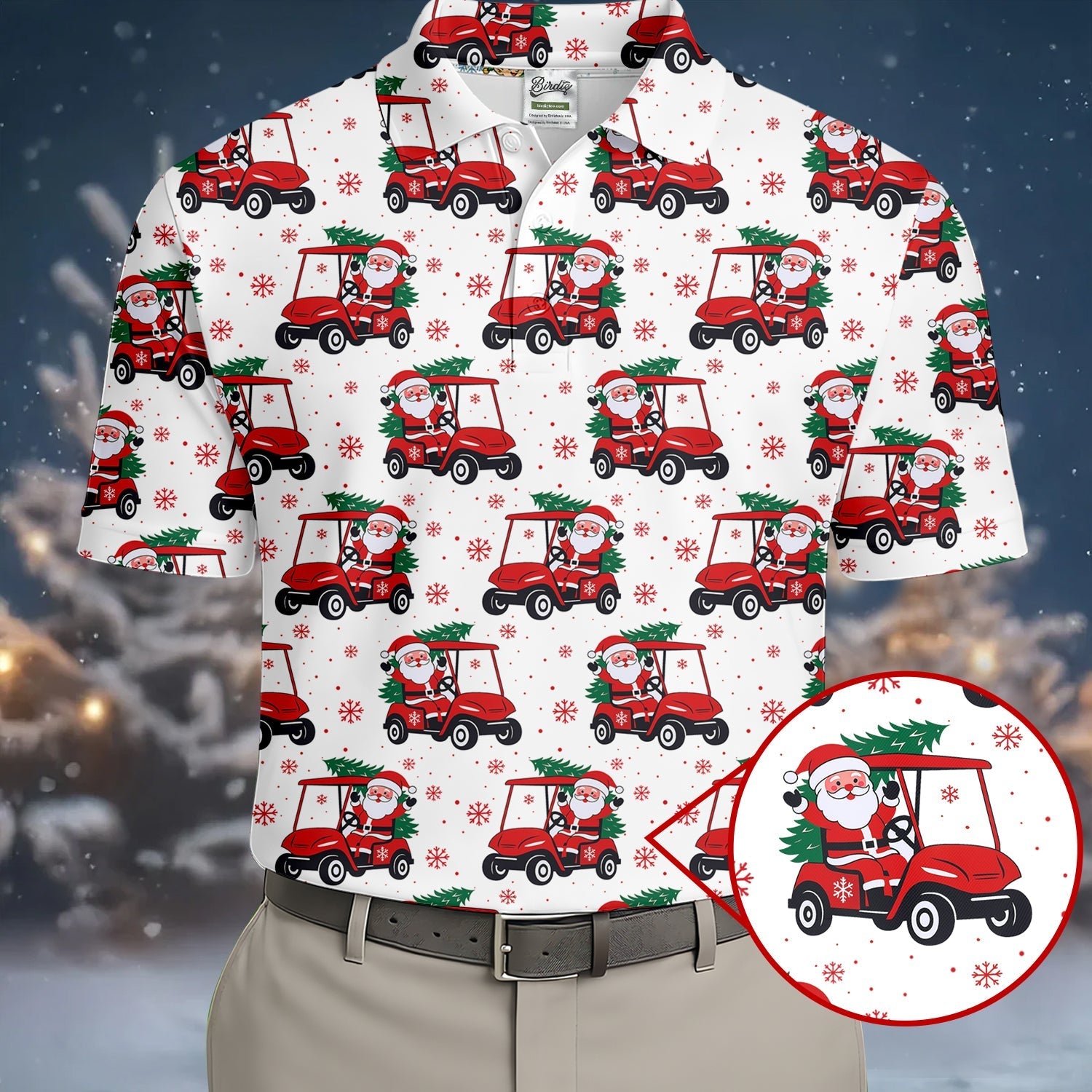 Santa Claus Golf Cart Fun Golf Shirts For Men, Christmas Golf Shirt, Polo Shirtor Men, Golf Gift For Men