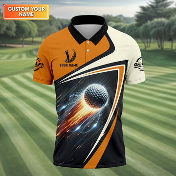 Custom Golf Ball Men's Golf Polo ShirtGolfing Apparel, Golf Gifts For Men
