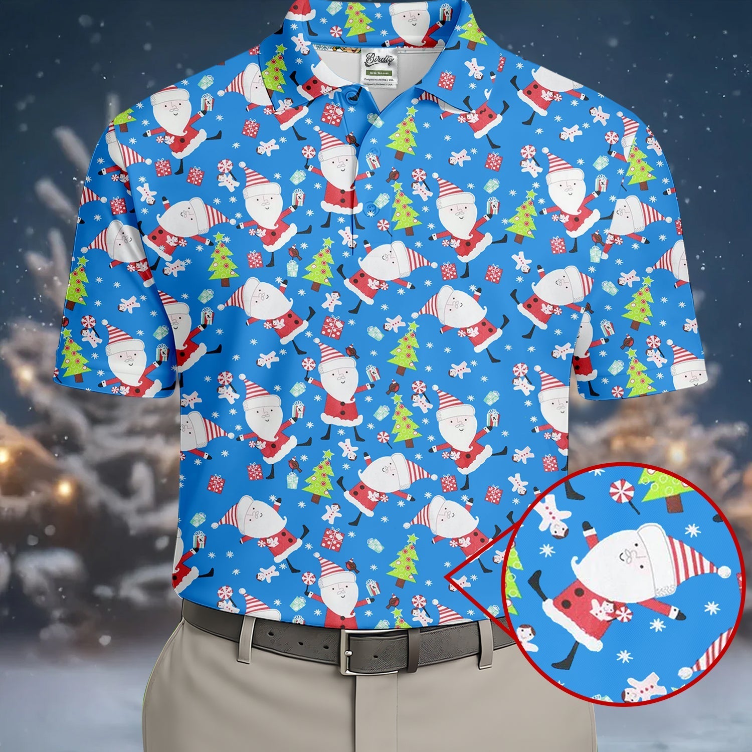 Funny Santa Claus Blue Golf Shirt, Christmas Golf Shirt, Fun Golf Shirts For Men, Golf Gift For Men