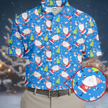 Funny Santa Claus Blue Golf Shirt, Christmas Golf Shirt, Fun Golf Shirts For Men, Golf Gift For Men