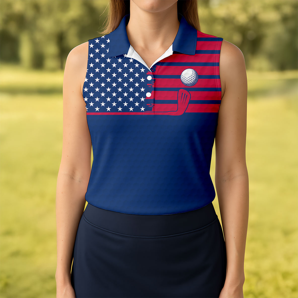 Stop Looking At My Putt US Flag Pattern Funny Golf Shirt, 250 Years 4th Of July Patriotic Golf Shirt For Women