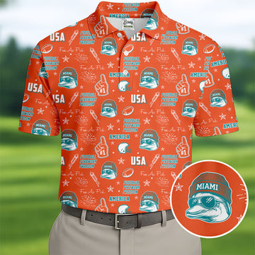 Cool Dolphin Beanie And Glasses Orange And Teal Sport Polo, American Football League Gift Ideas For Football Fans