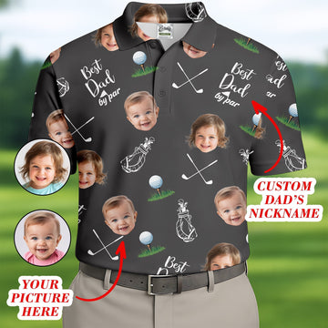 Best Dad By Par Custom Photo Golf Shirt, Fun Golf Shirt, Christmas Golf Gift