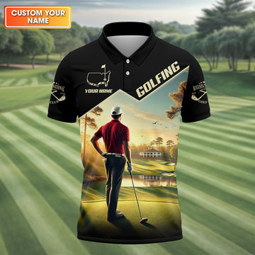 Custom Augusta Golfer Men's Golf Polo ShirtGolfing Apparel, Mens Golf Gift, Funny Golf Polo Shirt