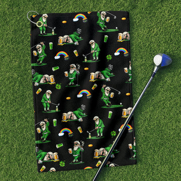 Black St. Patrick’s Day Leprechaun Golf Towel, Funny Golf Gift, Golf Accessories