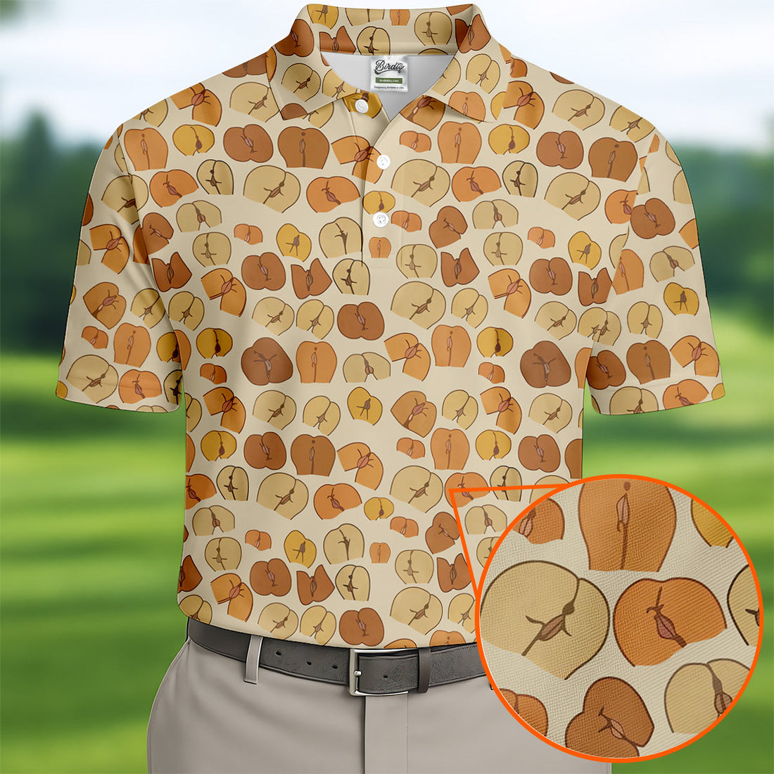 Funny Peach Golf Tops For Men, Men's Funny Golf Shirts, Unique Gift For Golfer, Golfing Apparel