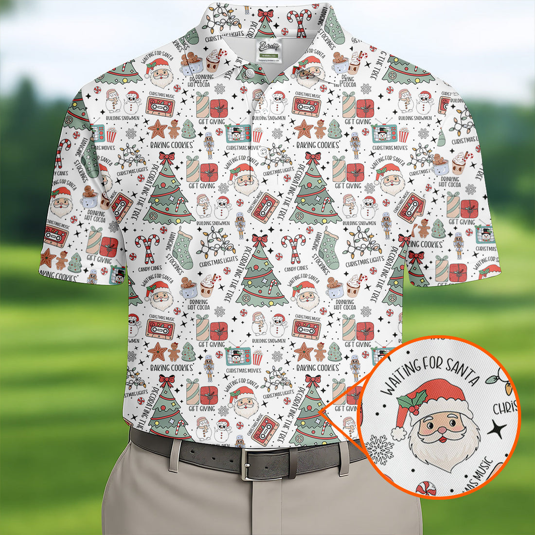 Tis The Season Santa Claus White Men's Golf Polo Shirtristmas Golf Shirt, Polo ShirtFor Men
