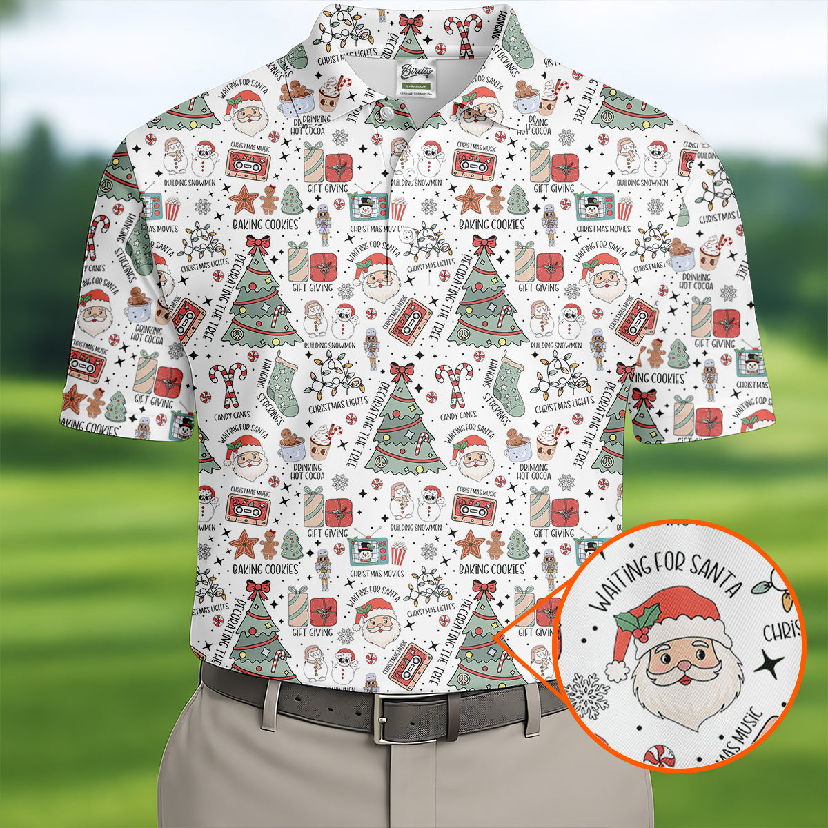 Tis The Season Santa Claus White Men's Golf Polo Shirtristmas Golf Shirt, Polo ShirtFor Men