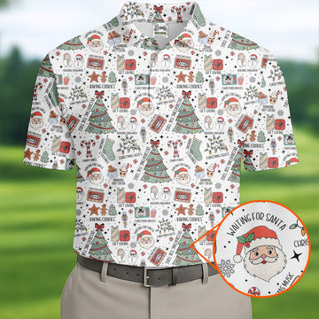 Tis The Season Santa Claus White Men's Golf Polo Shirtristmas Golf Shirt, Polo ShirtFor Men