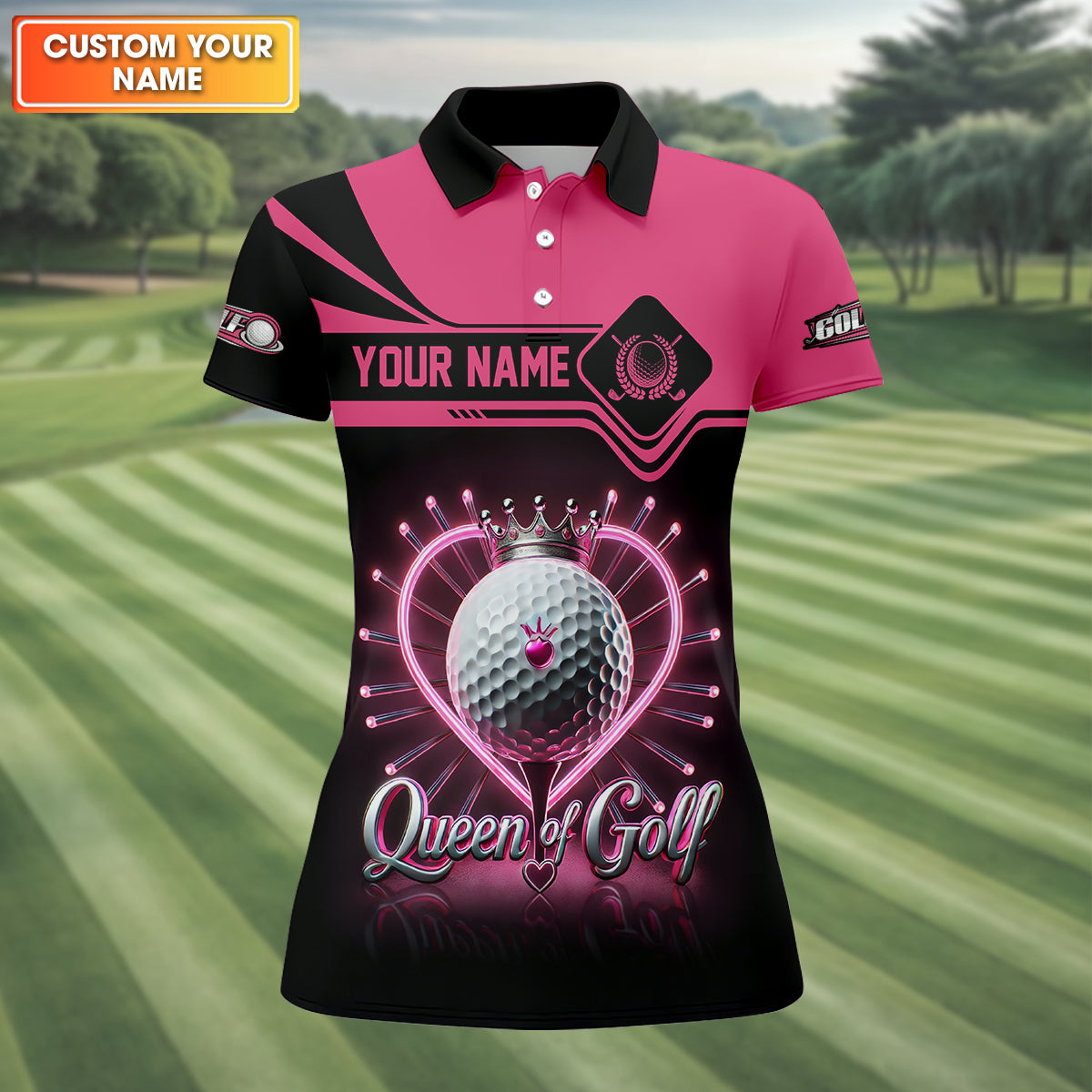 Queen Of Golf Custom Funny Womens Golf Polo ShirtLadies Golf Shirt, Mothers Day Gifts