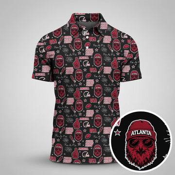 Falcon Mascot Red White Black Sport Polo, American Football League Gift Ideas For Football Fans