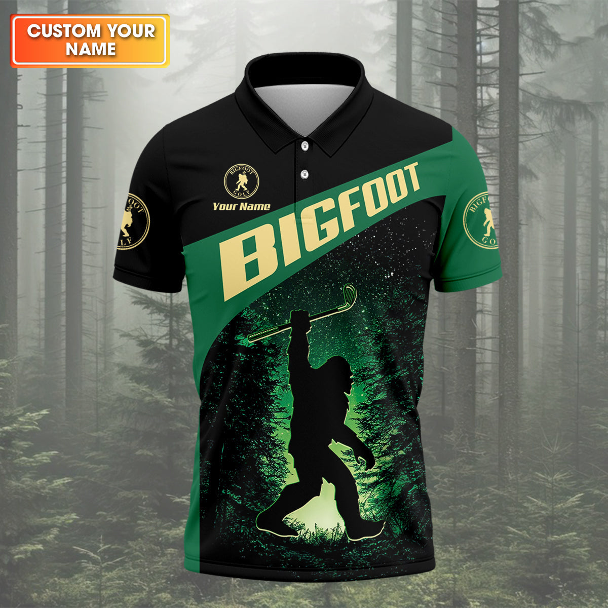 Bigfoot Custom Mens Golf Polo Shirtf Gifts For Dad