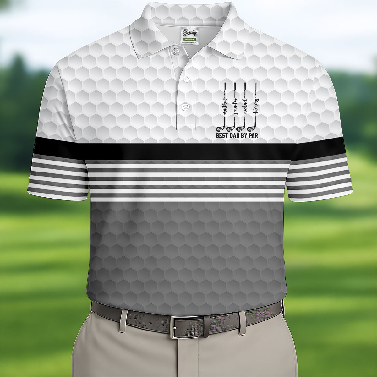 Best Dad By Par Golf Ball Pattern Father's Day Golf Shirt, Golf Gift For Dad, Polo Shirtor Men