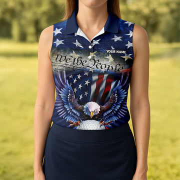 We The People Eagle Golf Ball 250th Anniversary USA 1776-2026 Ladies Golf Tops, 4th Of July Golf Shirt For Women
