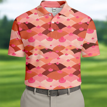 Funny Pink Abstract Body Print Golf Shirt, Men's Golf Shirt, Golf Shirts For Men, Polo Shirts For Men