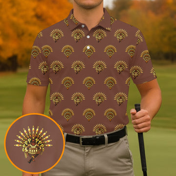 Army Turkey Thanksgiving Golf Tops For Men, Fun Golf Shirts For Men, Christmas Golf Shirt, Polo ShirtFor Men