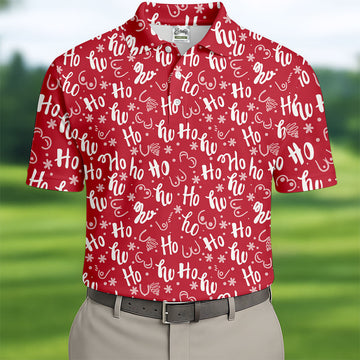Funny Red Xmas Golf Tops For Men, Men's Funny Golf Shirts, Christmas Golf Gift, Polo ShirtFor Men