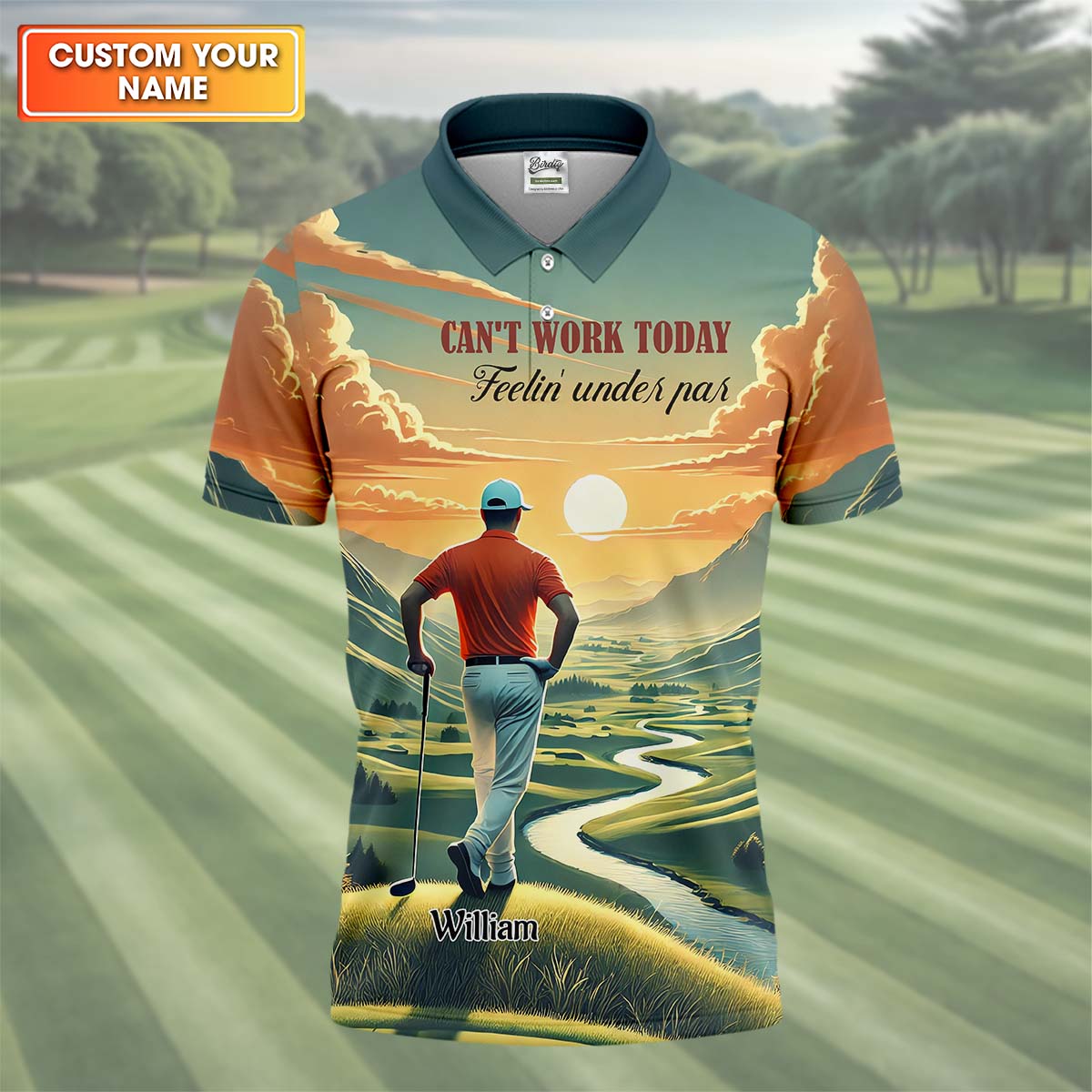 Can't Work Today Feelin' Under Par Custom Funny Golf Polo ShirtDad Golf Gifts