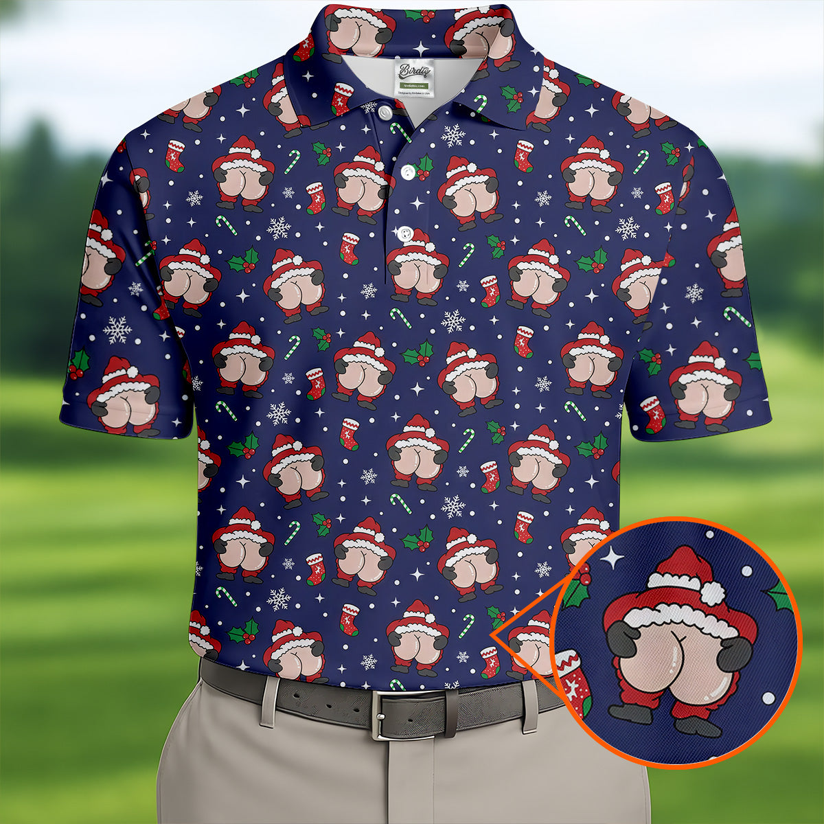 Funny Santa Christmas Golf Tops For Men, Christmas Golf Shirt, Polo Shirtor Men, Golfing Apparel