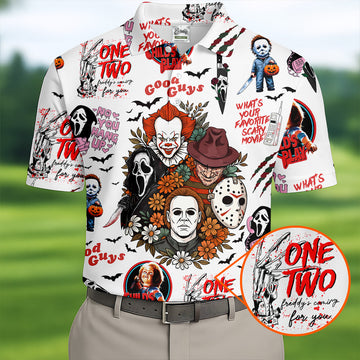 Horror Halloween Character Halloween Golf Shirt, Cool Golf Gift For Horror Fan, Polo ShirtFor Men