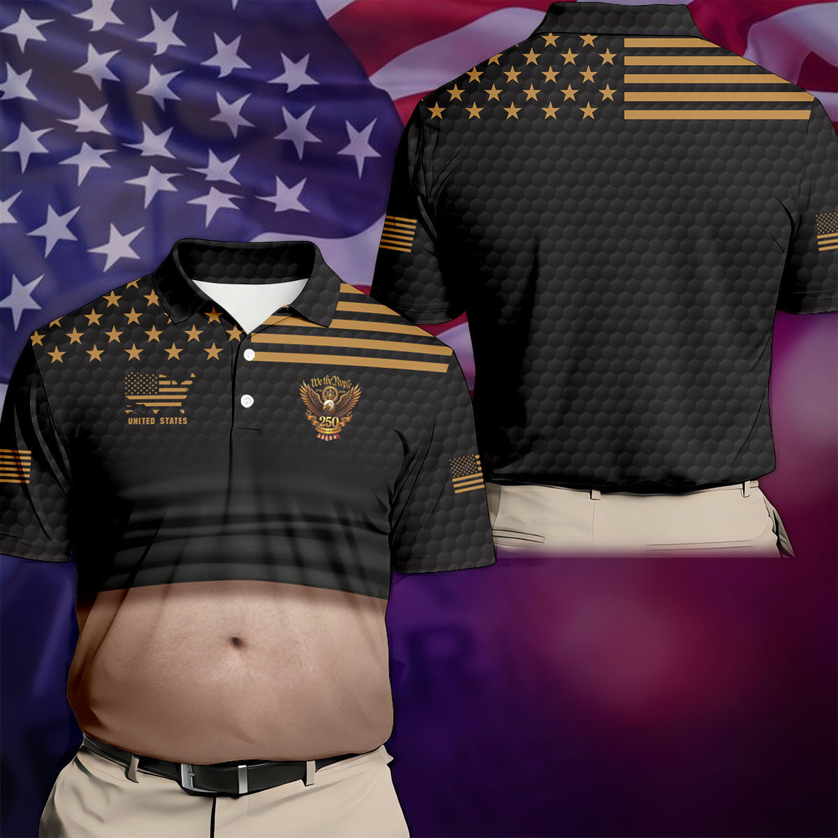 We The People 250 Years Of Free Men's Funny Golf Polo Shirtf July Fun Golf Shirts For Men