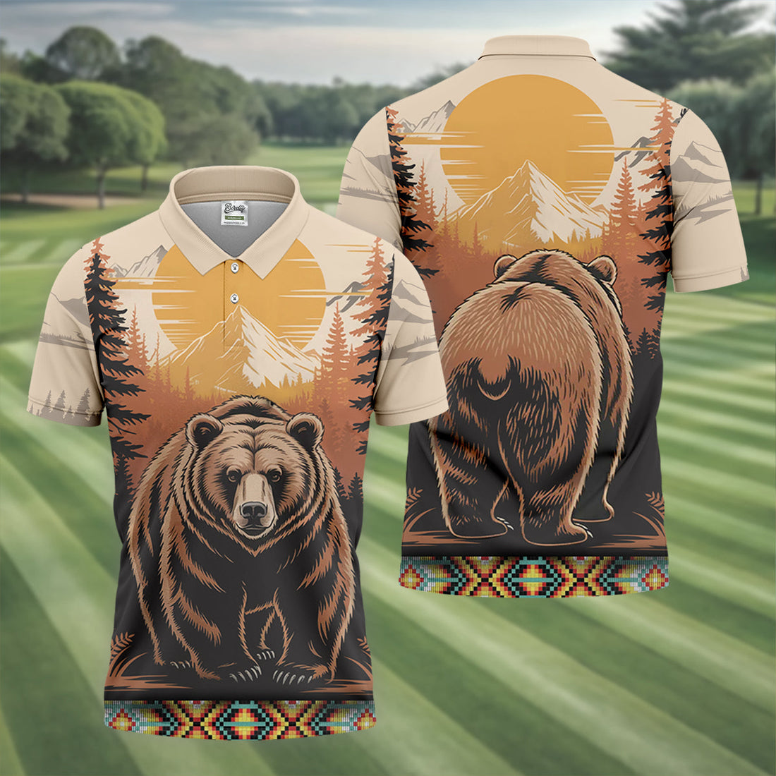 Native Heritage Wild Bear Golf Tops For Men, Native American Ancestry Polo Shirt Men, Indigenous Peoples Month