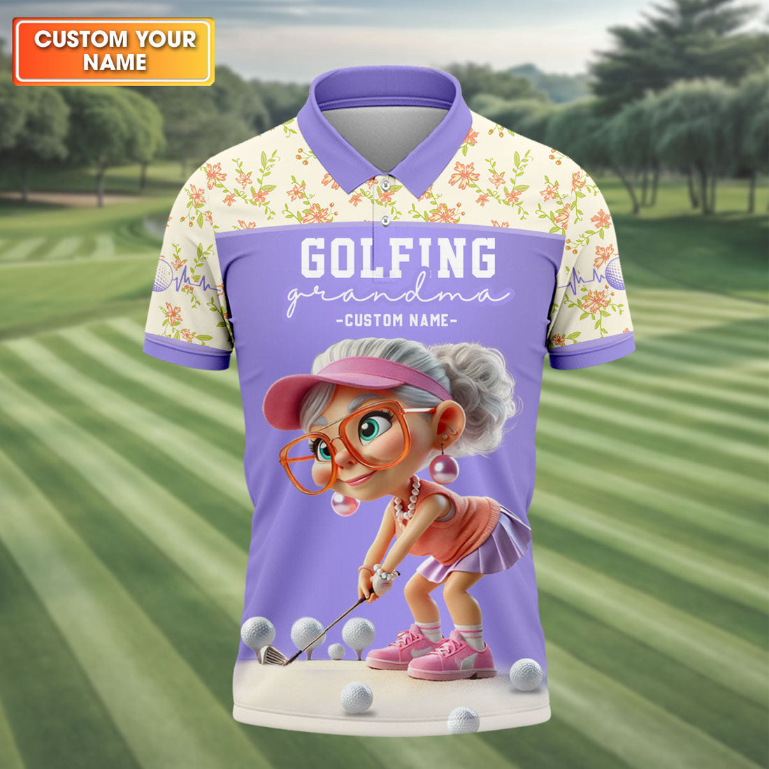 Some Grandmas Knit Real Grandmas Play Golf Custom Men's Golf Polo ShirtDad Golf Gift